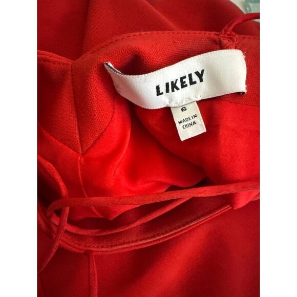 Likely Brooklyn Midi Dress Red Spaghetti Strap Cocktail Dress Size 6 - Picture 3 of 3